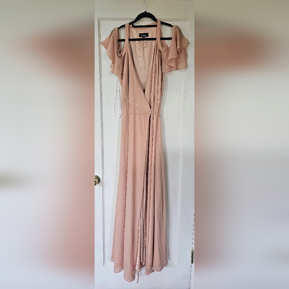 Lulu Blush Ruffle Sleeve Formal Dress